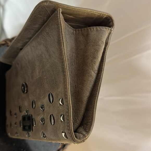 BCBGMAXAZRIA, Wristlet or Clutch, Leather Studded Purse, Taupe, - Picture 14 of 16